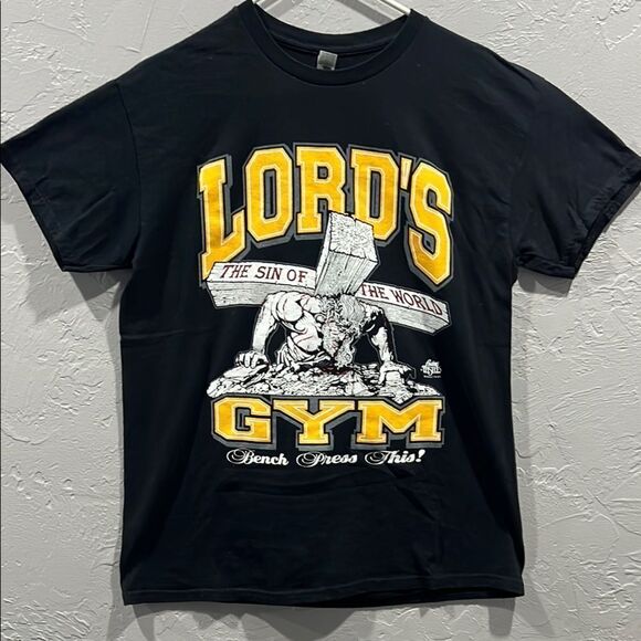 ✝️ LORD’S GYM Bench Press This! Jesus Tee Men Sz Medium - Not Vintage - PERFECT - Picture 2 of 8